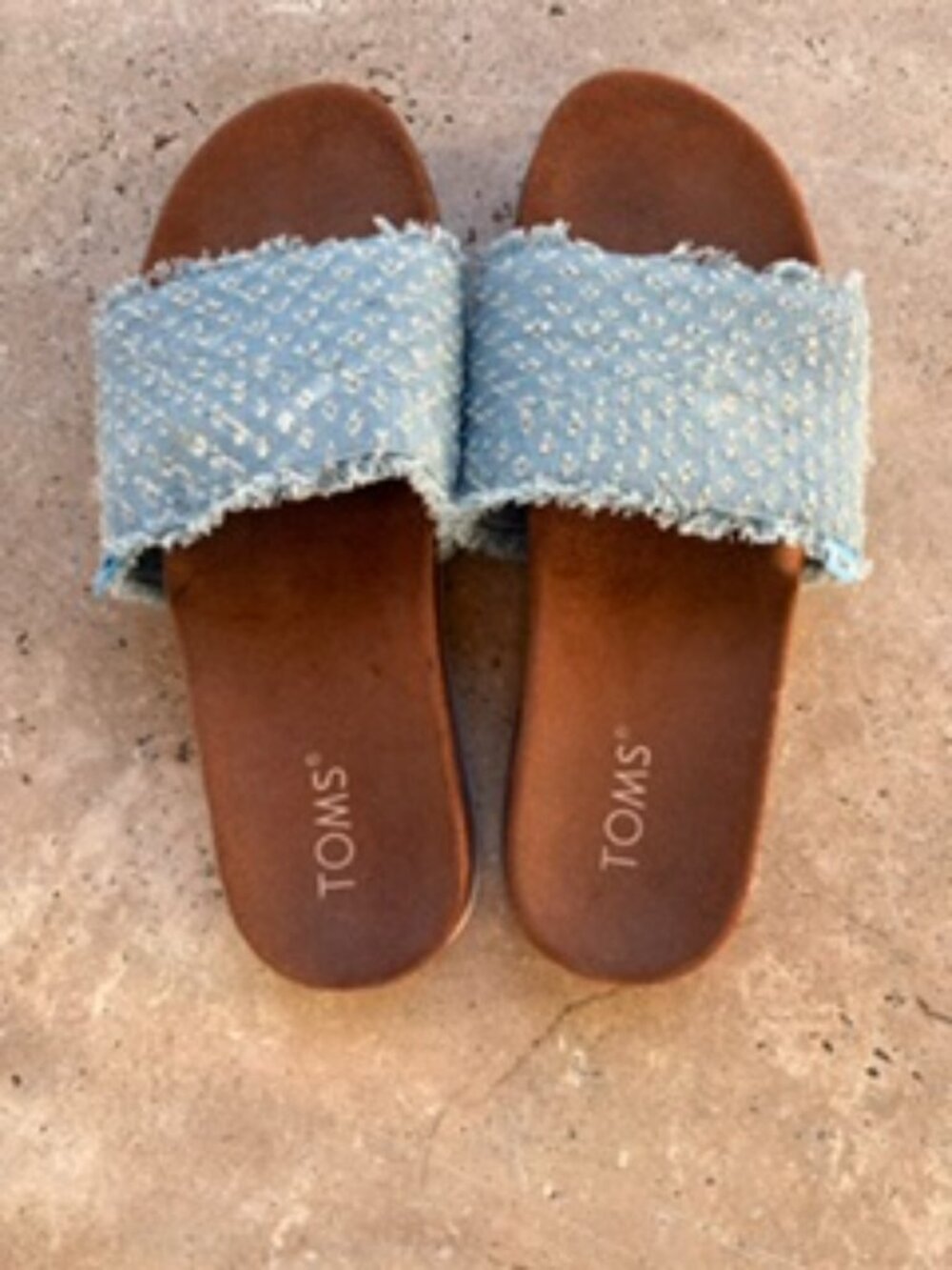 TOMS Women's Paradise Seaglass Torn Denim Slide Sandals 8
